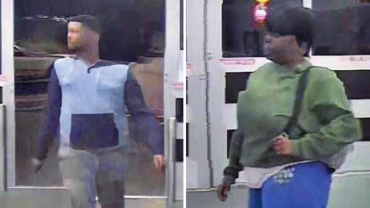 Deputies say this man and woman, seen in surveillance images, put the bottles of nail polish in a bag, left the store and got into a car waiting for them.