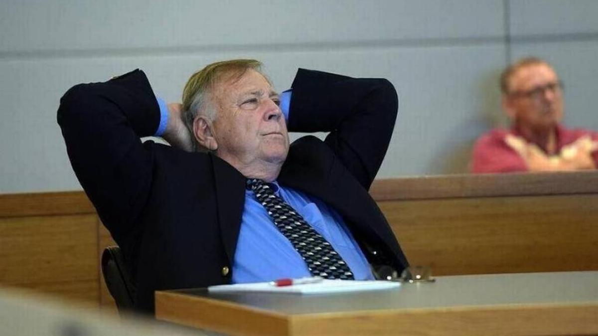 File: Joe Kinnan stretches while in a hearing at the Manatee County Judicial Center in January. Kinnan’s case was dismissed, but he filed an ammended complaint, and a new judge has been assigned to hear the case.