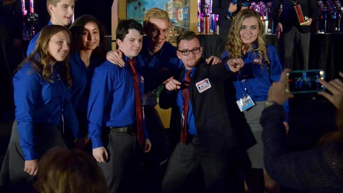 The Braden River High School Video Production Teams wins First Place at Florida TSA. (From left) Carolyn Rozensky, Cole Haddad, Isabella Macias, Sean Koch, Derek Arthur and Griffin Trautweiler.