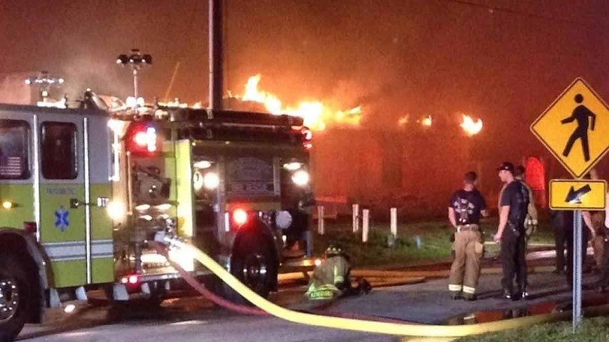 Firefighters said flames were shooting through the roof when they arrived. About 30 firefighters fought the flames, bringing the fire under control in about two hours.