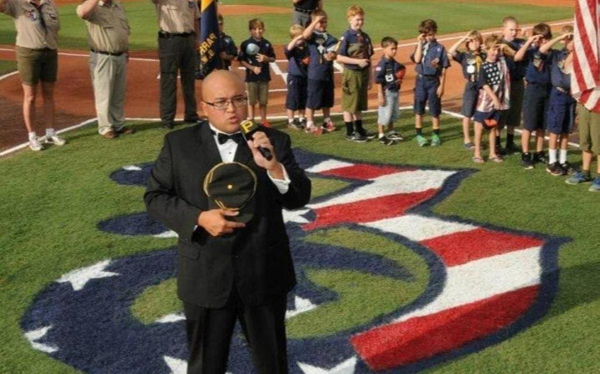 Paul Villaluz performs “The Star-Spangled Banner” before a Pittsburgh Pirates spring training home game.