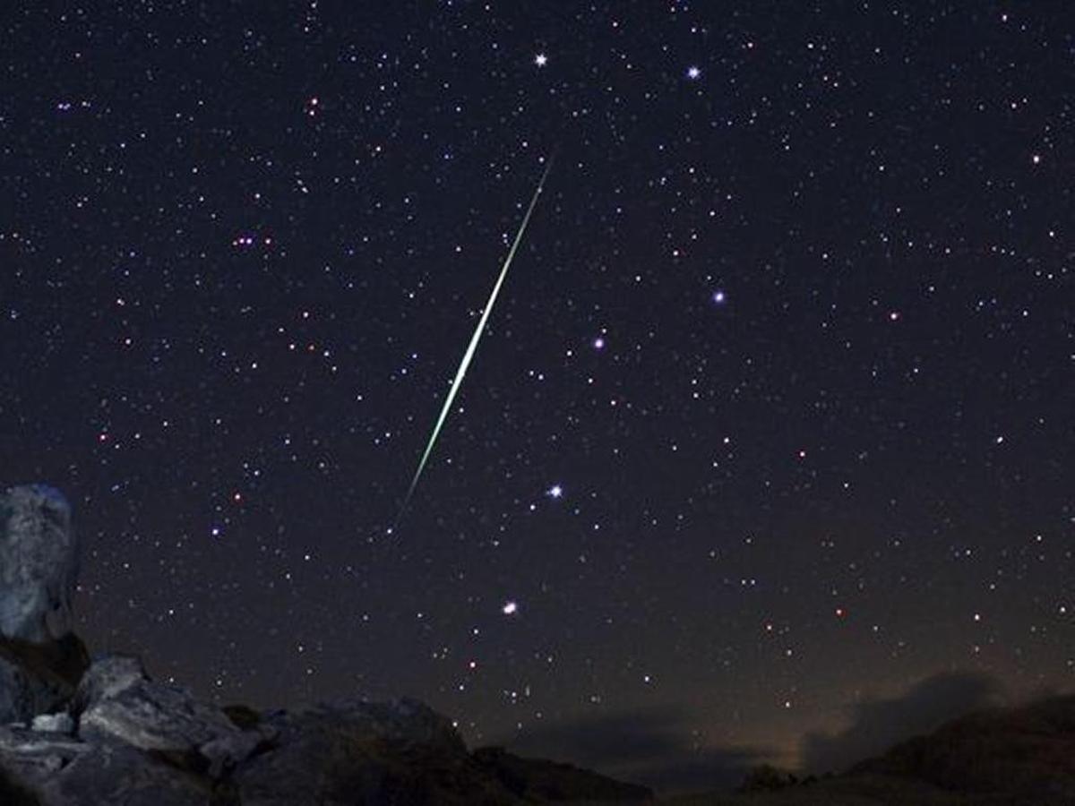 A Geminid fireball explodes over the Mojave Desert in California on Dec. 13, 2009.
