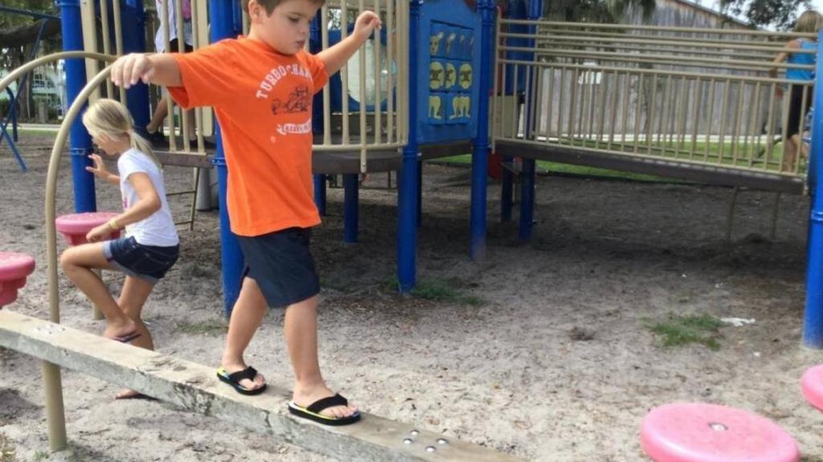 Cayden Burgess plays on antiquated playground equipment at Sutton Park last year when the city first began discussing major parks improvements. According to a prioritized list of how the city wants to use its half-cent sales tax revenue, $3.4 million of an estimated $15 million over the next 15 years, will be dedicated to parks improvements.