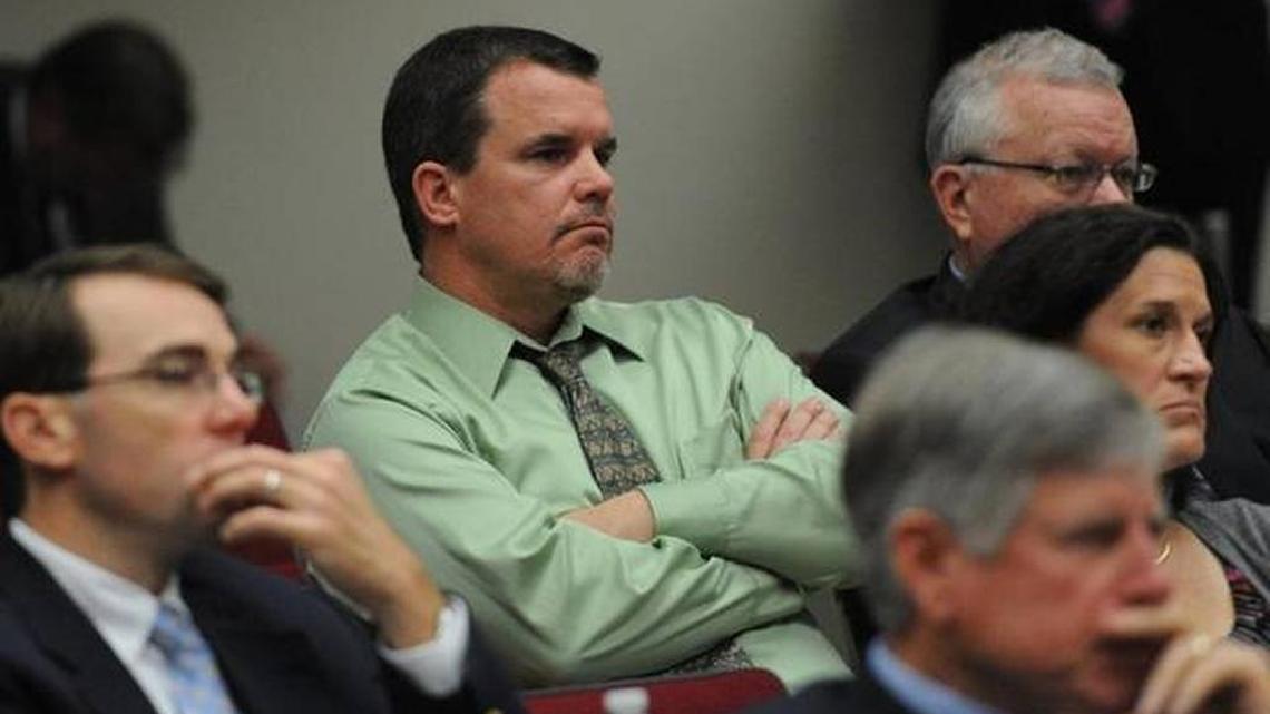 Charlie Kennedy, Manatee County School Board, listens as Manatee County commissioners discuss a vote to support a recommendation by the school board to reinstate impact fees to pay for schools in this January 2016 file photograph.