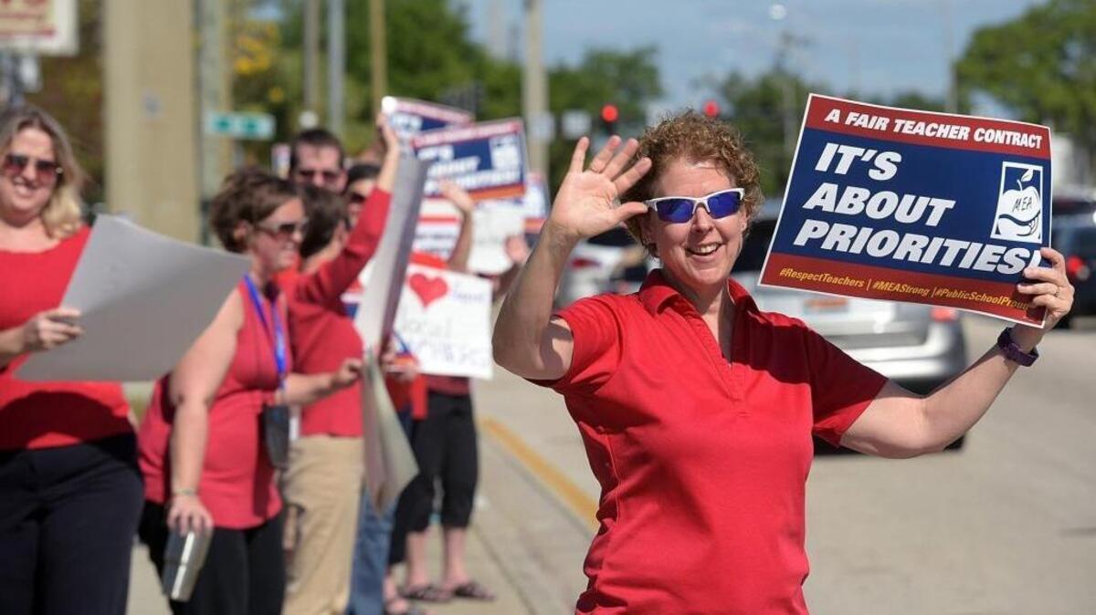 Teachers rallied outside the School Board in March of 2017 in hopes that the board would vote to give teachers a what they consider a fair contract. Many complained that they've seen their salaries decrease in the past few years.