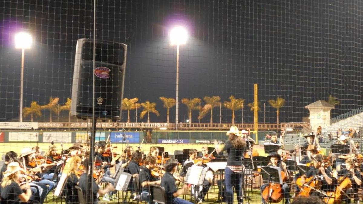 Manatee County school district students perform at McKechnie Field as part of the concert in the park.