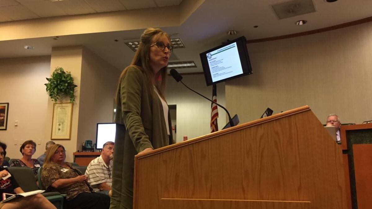 Deputy Superintendent for Instruction Cynthia Saunders addresses the Manatee County School Board on Monday regarding concerns parents have raised about Exceptional Student Education services in Manatee County.