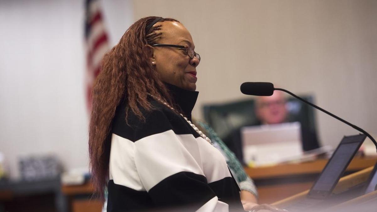 Wylene Herring-Cayasso speaks about special education during Tuesday’s school board in Bradenton.