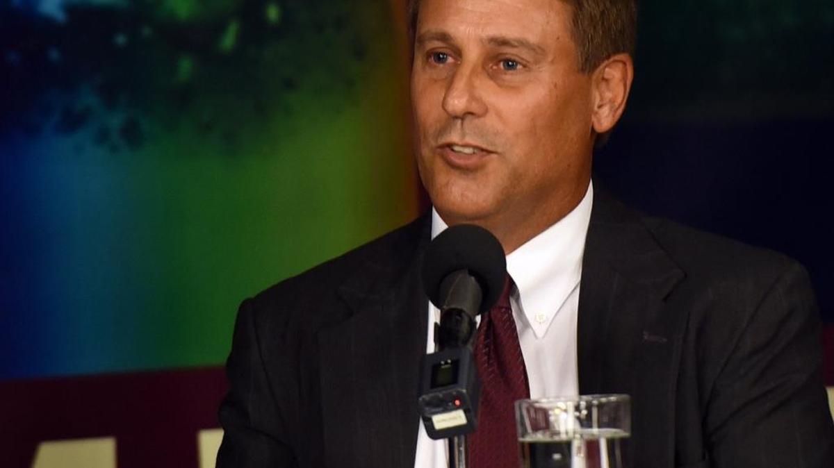 Manatee County School Board candidate for District 3, Charles Conoley, participates in a forum at the METV studio.