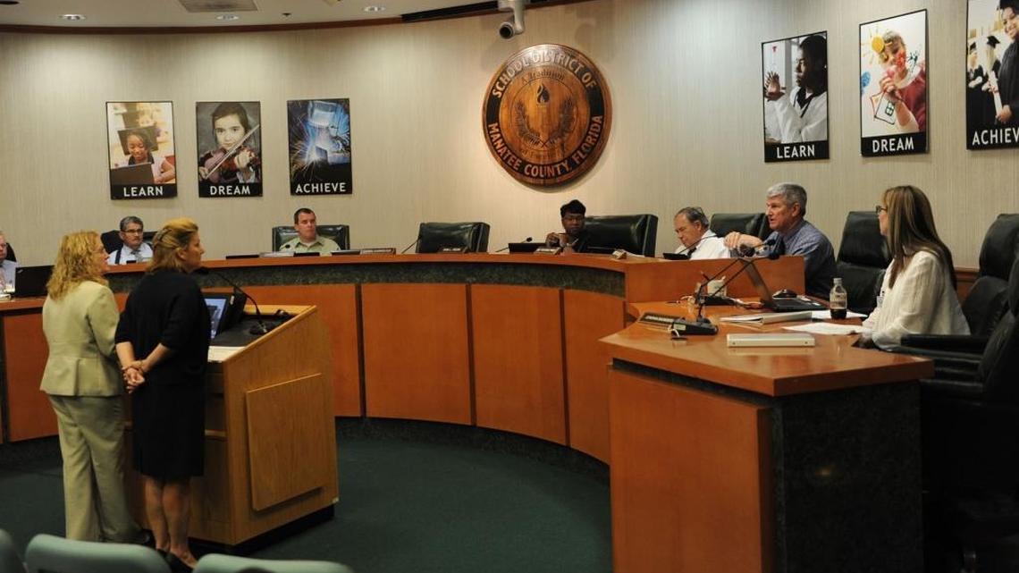 In this file photo, Manatee County School Board members listen as the 2016-17 budget expenditures and revenues are presented during a workshop Monday at the School Support Center in Bradenton.