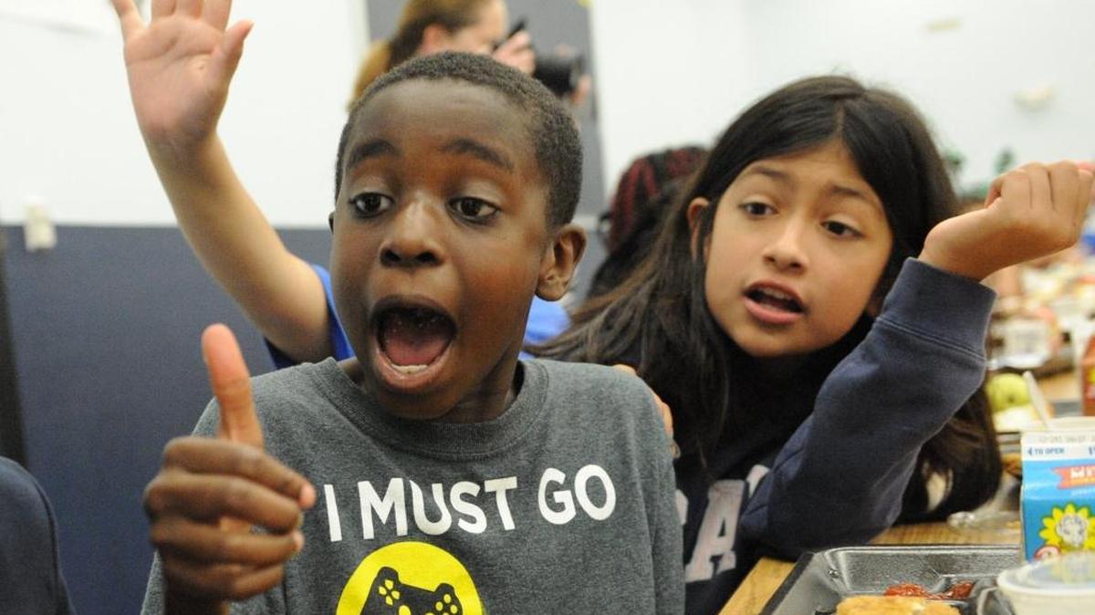 Noah Flowers and Jolene Gomez celebrate the last day of school for Orange Ridge-Bullock Elementary School. School resumes in Manatee County on Wednesday.