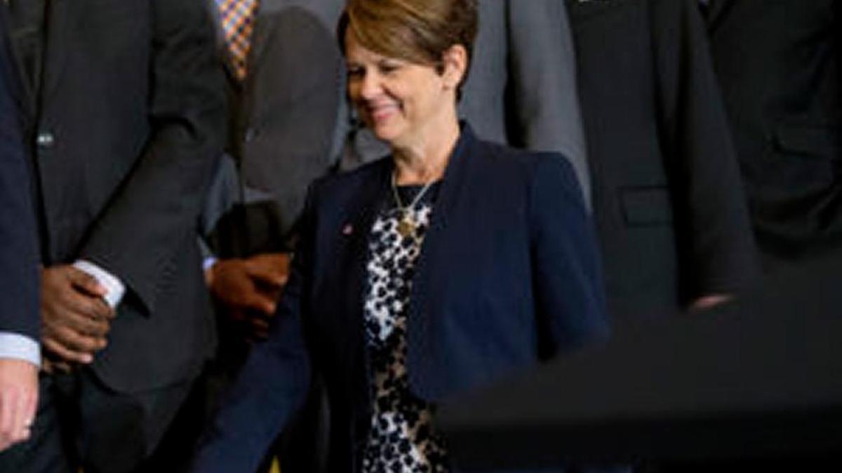Diane McKee, Florida Teacher of the Year, takes the stage with other honorees during a ceremony in the East Room of the White House in Washington, Tuesday, May 3, 2016.