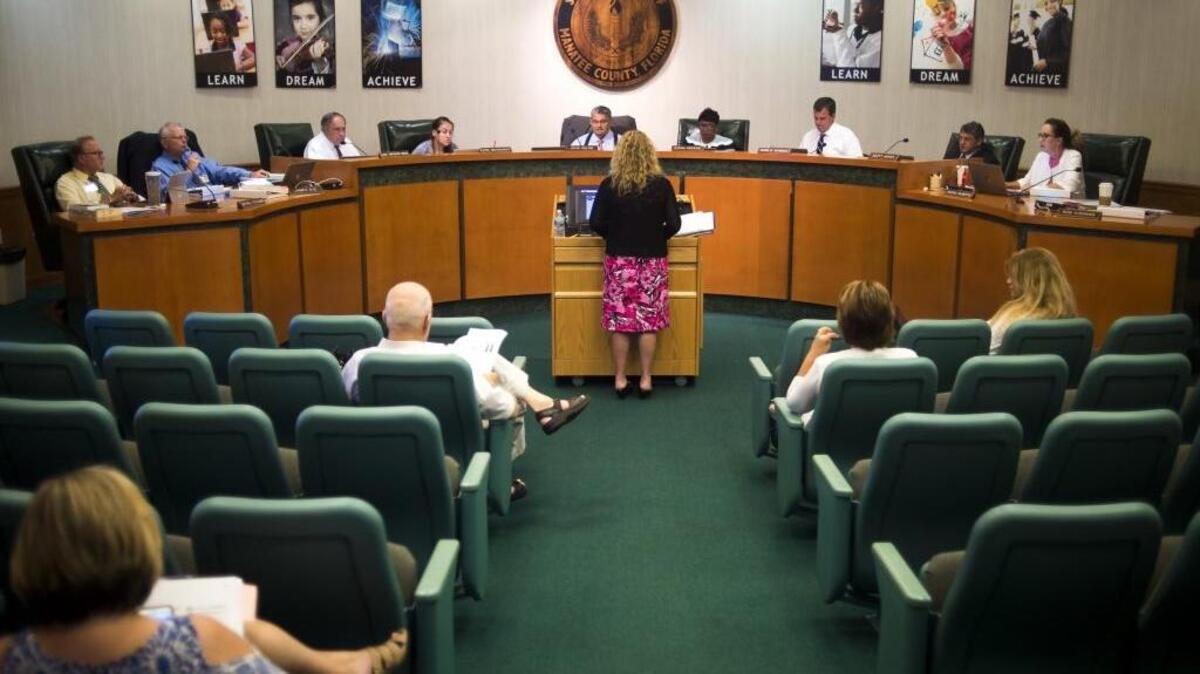 The Manatee County School Board meets for a workshop and board meeting on Tuesday afternoon in downtown Bradenton.