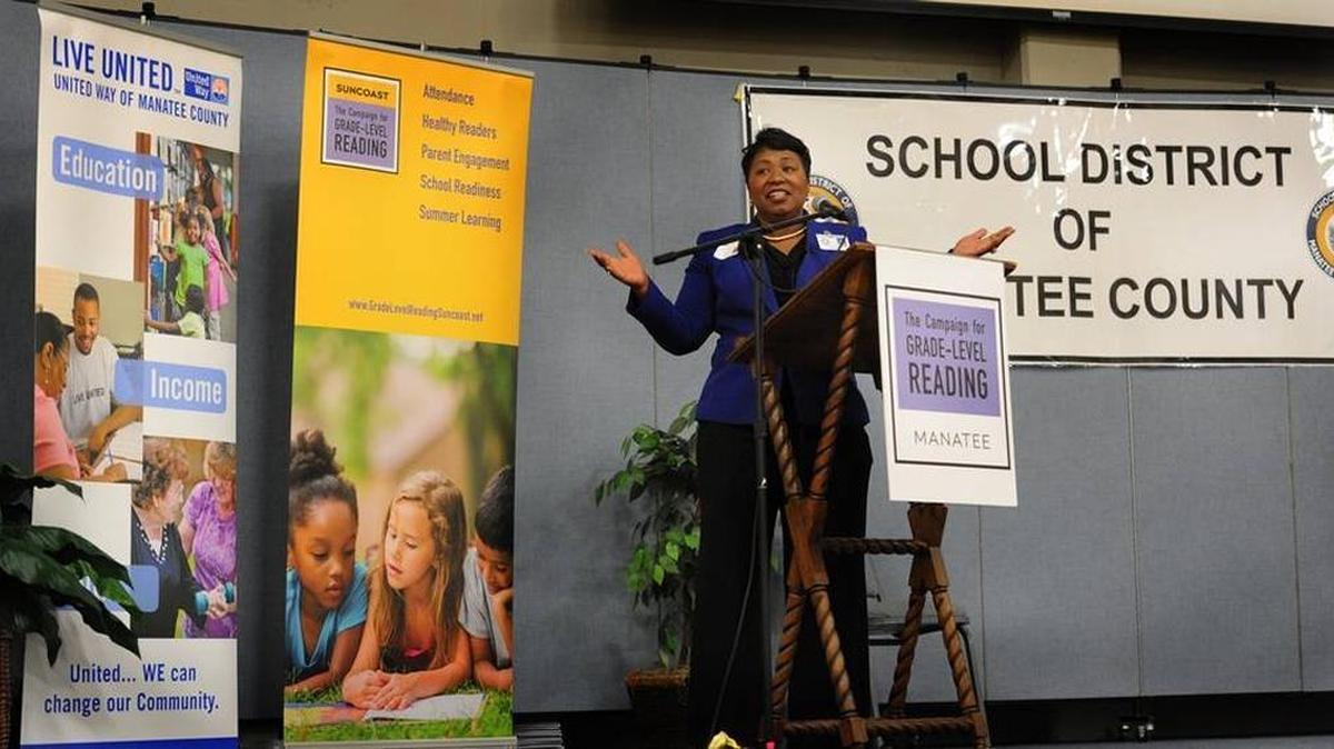 In this file photo, Diana Greene, superintendent of Manatee County District Schools, addresses various local agencies as they gather for the kick-off of the 2015-16 Grade-Level Reading Campaign at the First Baptist Church of Bradenton.