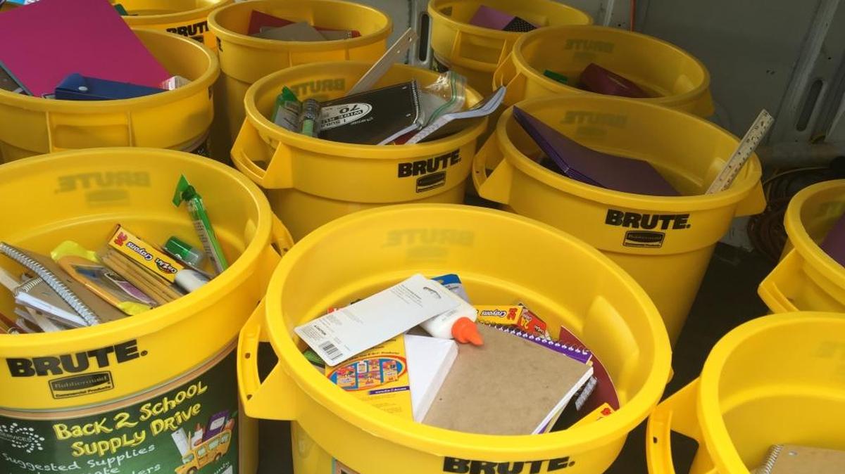 More than 500 pounds of school supplies were donated to Title I schools by MCR Health Services Associates.