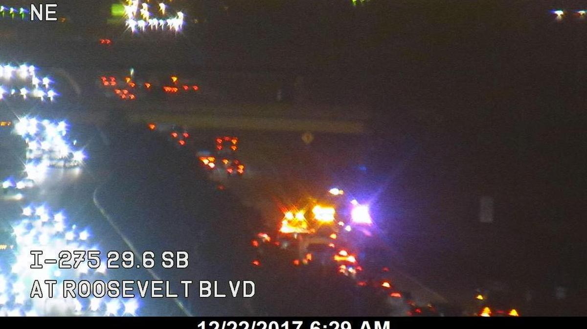 A vehicle fire on Interstate 275 has blocked multiple lanes of northbound traffic Friday morning.