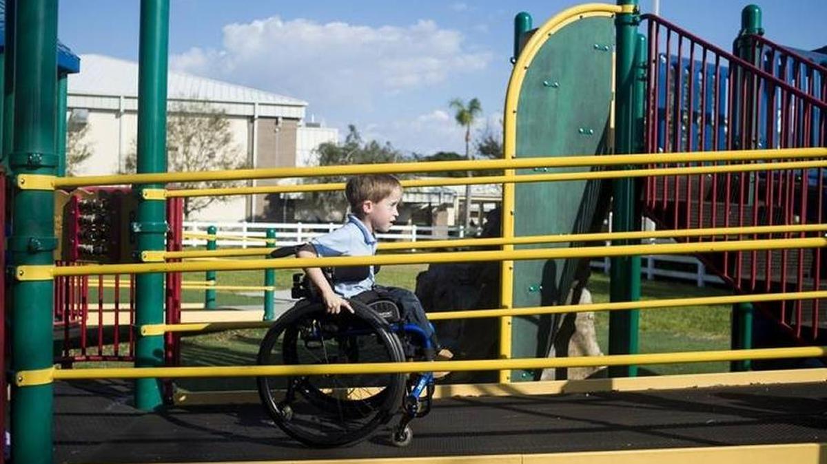 All-inclusive playgrounds for children like Easton Gonzalez are coming to Manatee County. In this file photo, Easton plays on the existing playground at G.T. Bray Park.