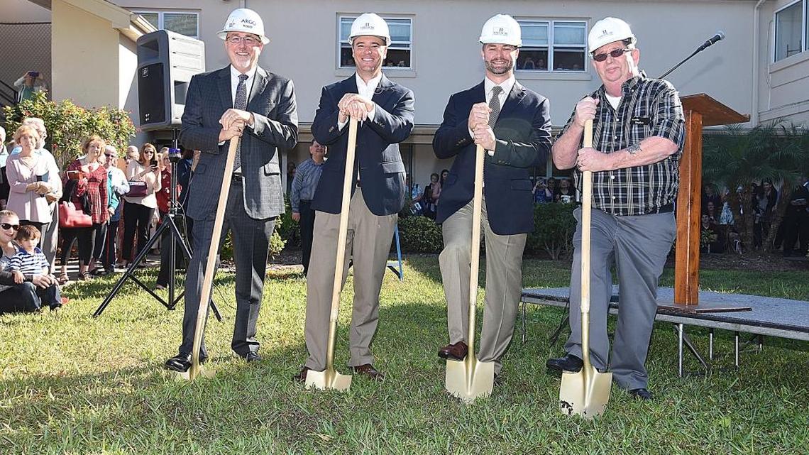 First Baptist Church of Palmetto is planning a $4 million welcome center and other improvements. Welcome center committee chairman Bill Robey, Pastor Phillip Hamm, Halfacre Construction Company project manager Gret Witt and Deacons chairman Stephen Rogalin had the honors to officially break ground on Dec. 17.