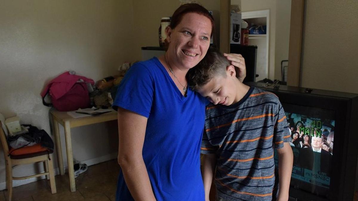 A family of five found themselves homeless until a Bradenton police officer stepped in and helped them secure temporary housing and food. Lindsay Milbert and her son, Timmy, in their hotel room have smiles on their faces as they talk about their improving situation. Lindsay and her husband, Chris Milbert, 45, have received an outpouring of support from the community as they work to improve their family’s situation.