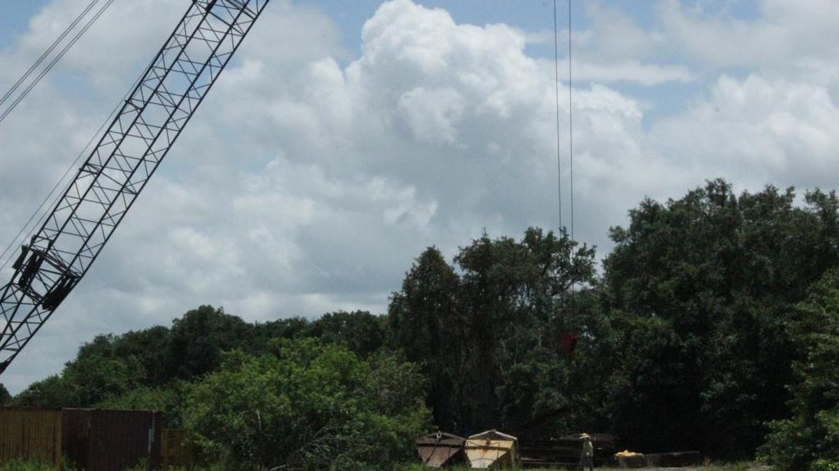 A portion of Hidden Harbor Park is being used as a construction site for the Fort Hamer Bridge.
