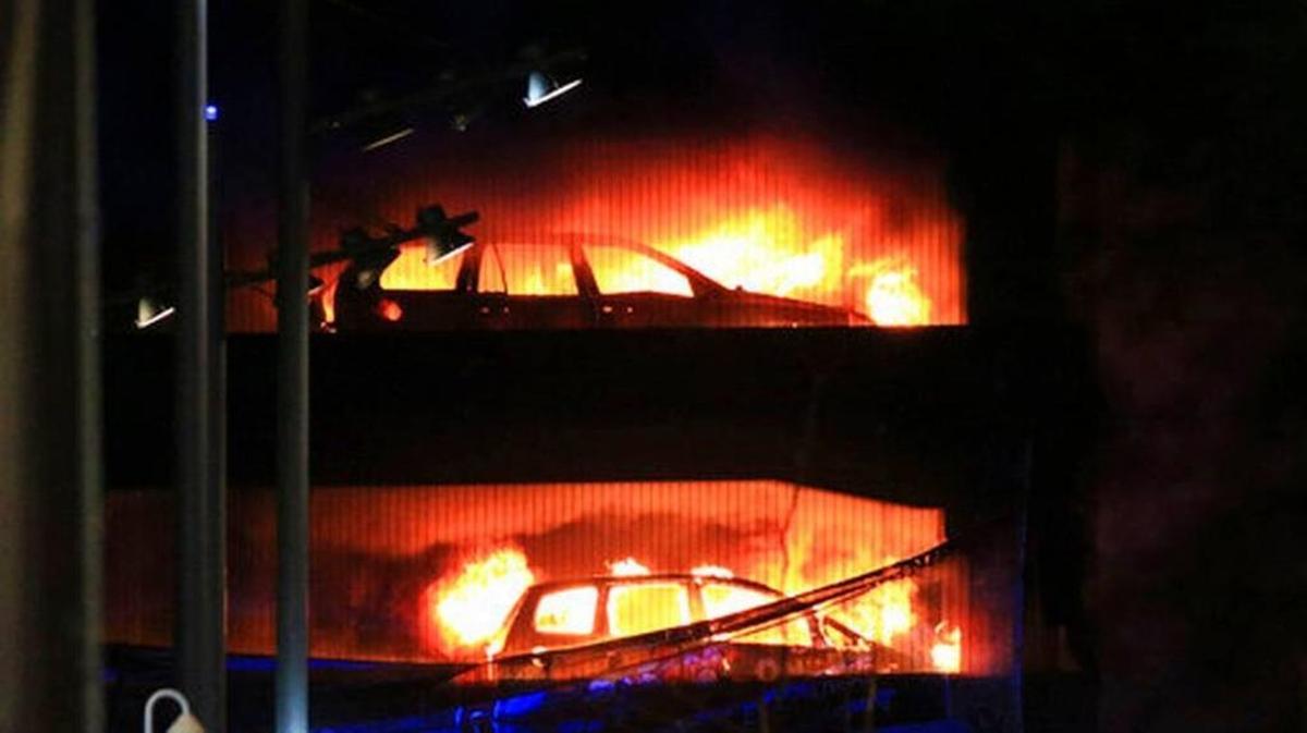 A massive fire erupted in a Liverpool parking garage on New Year’s Day, highlighting safety concerns in a recent rash of fire extinguisher thefts from the Bradenton municipal parking garage on 12th Street West.