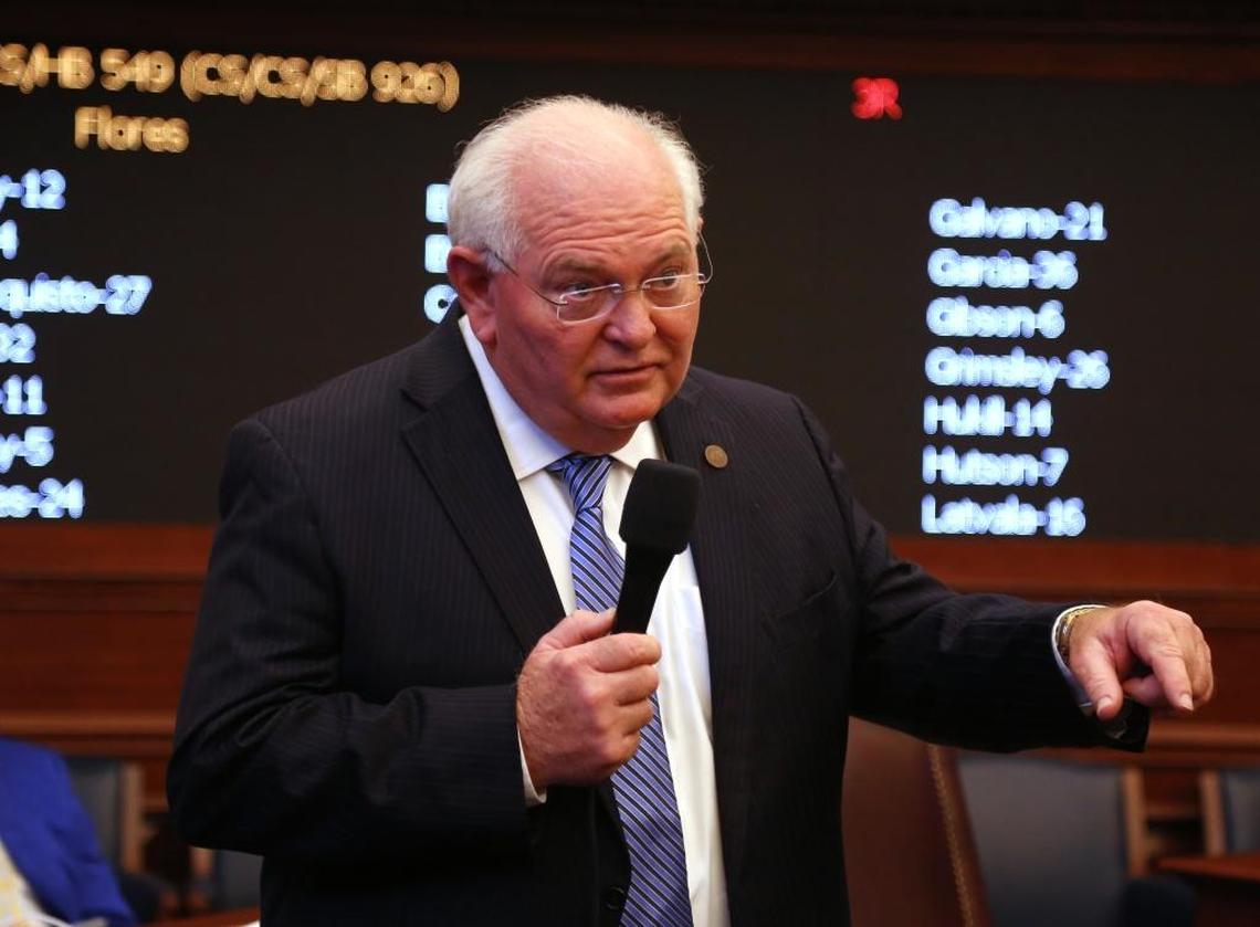 Sen. Bill Montford, D-Tallahassee asks a question of Sen. Anitere Flores, R- Miami, during debate on a sweeping eduction bill the Senate later approved unanimously on Thursday. Montford is a former Leon County schools superintendent.