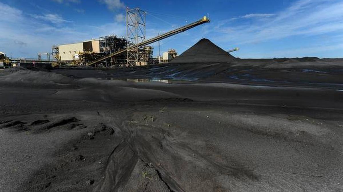 A mound of phosphate from the Mosaic beneficiation plant is piled high after being processed from sand dredged at the Mosaic Wingate Creek Mine in East Manatee County.