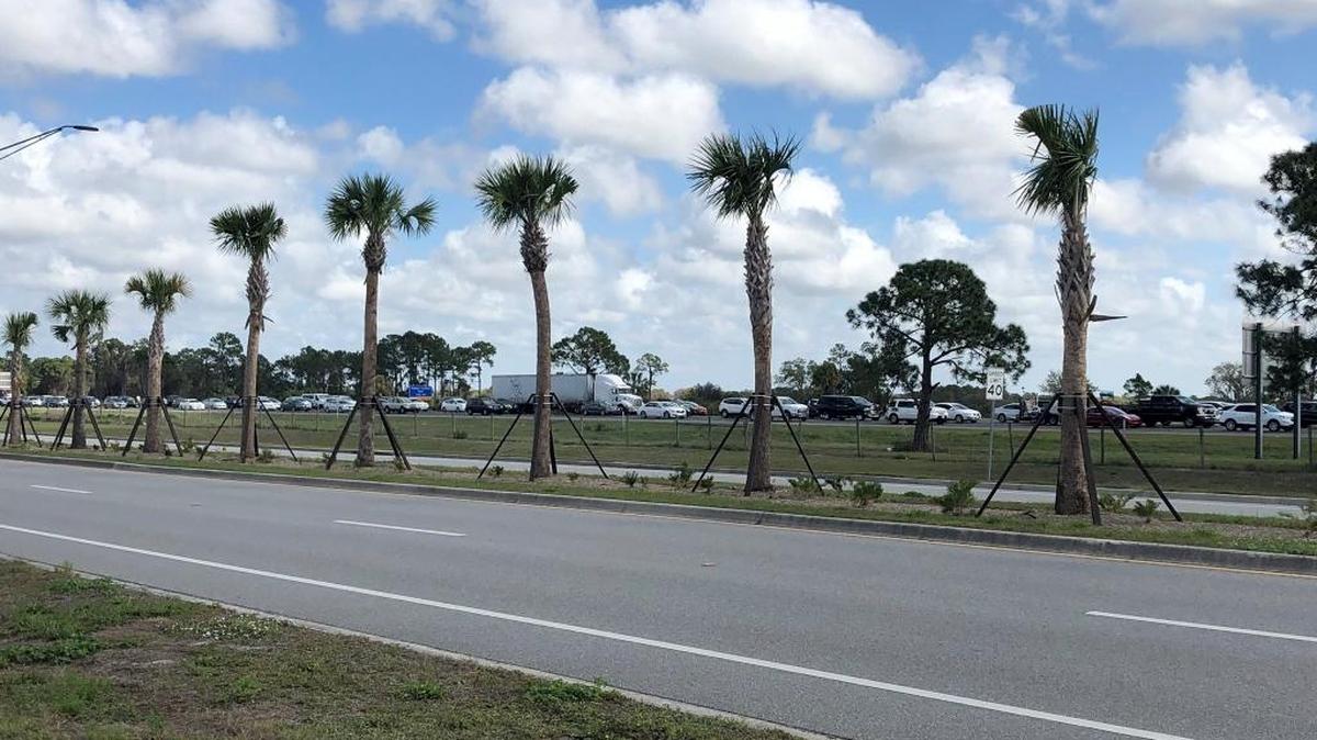 Vehicles are backed up Saturday morning because of a car fire just north of Fruitville Road exit on Interstate 75.