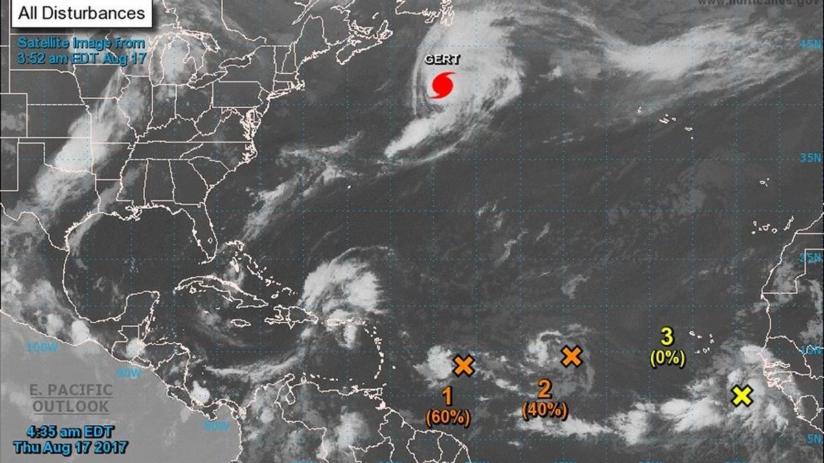 As Hurricane Gert continues to move east-northeast through the northern Atlantic Ocean, officials are keeping an eye on three other disturbances to the south.