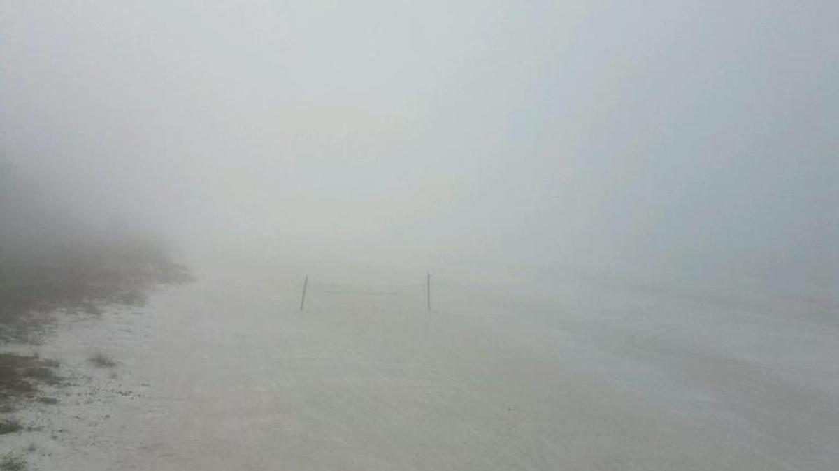 Foggy Coquina Beach, as seen by Manatee County Public Safety Thursday.