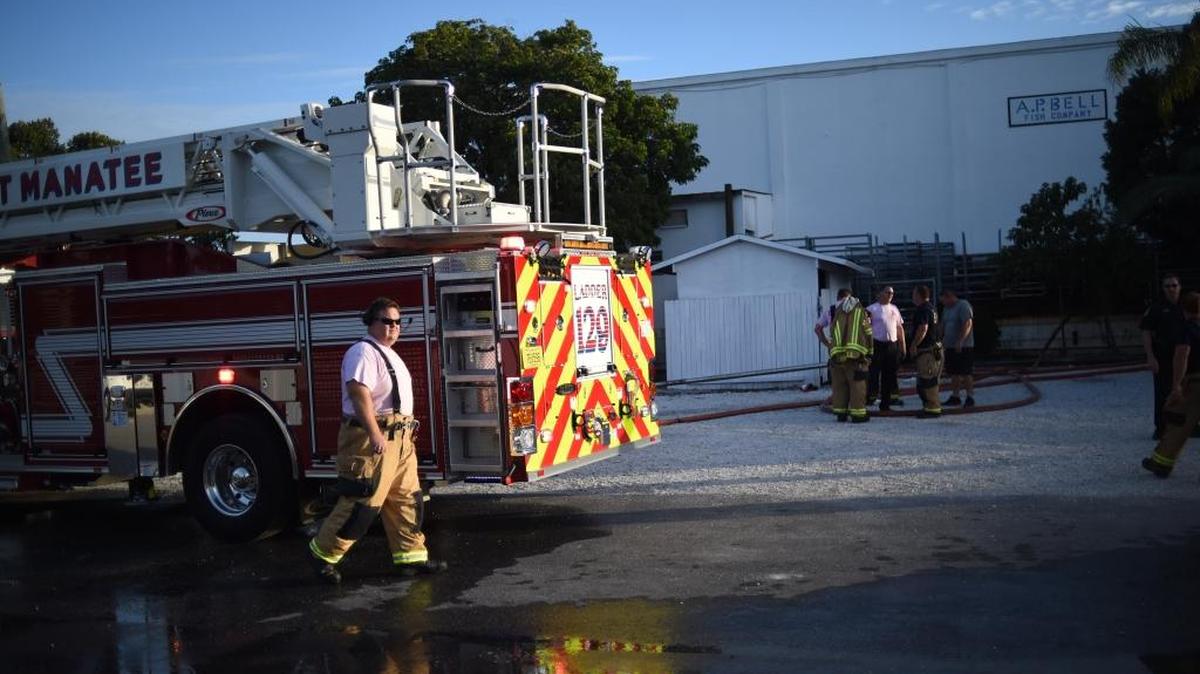 Four fire engines, several ambulances, and law enforcement responded to a fire in the boat repair area of A.P. Bell Fish Company, 4600 124th Street West, Cortez, Friday afternoon.