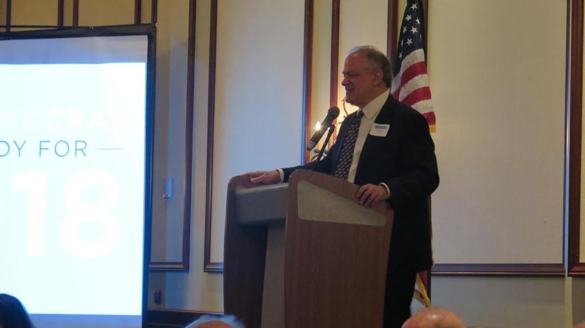Florida Democratic Party Chairman Stephen Bittel addresses a crowd of more than 300 people Friday night at the Manatee County Democratic Party gala.