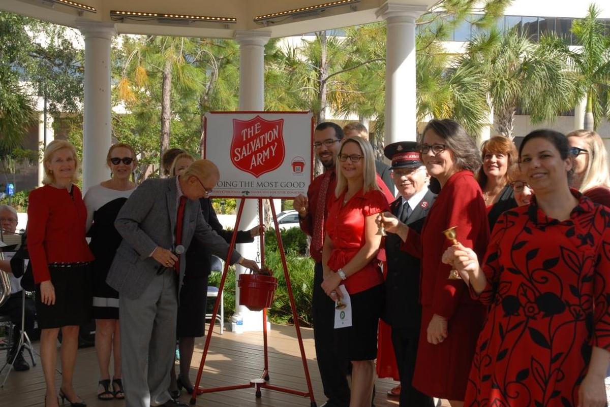 The McCue, Reams & Associates law firm donated the first ceremonial dollar to the Salvation Army’s red kettle campaign, which begins Monday. The law firm issued a challenge to all Manatee County firms to try to be the biggest donor. The annual campaign is essential for the many programs of the Salvation Army.