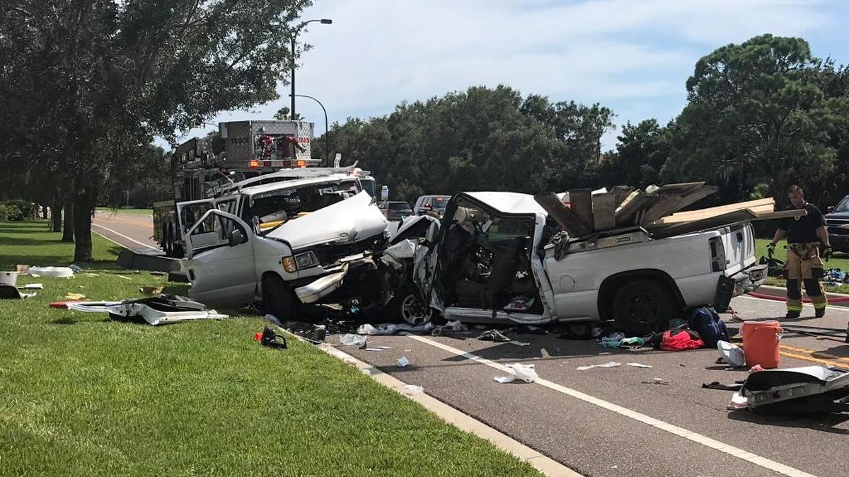 The scene of the crash on McIntosh Road near Sarasota Square Boulevard Thursday afternoon.
