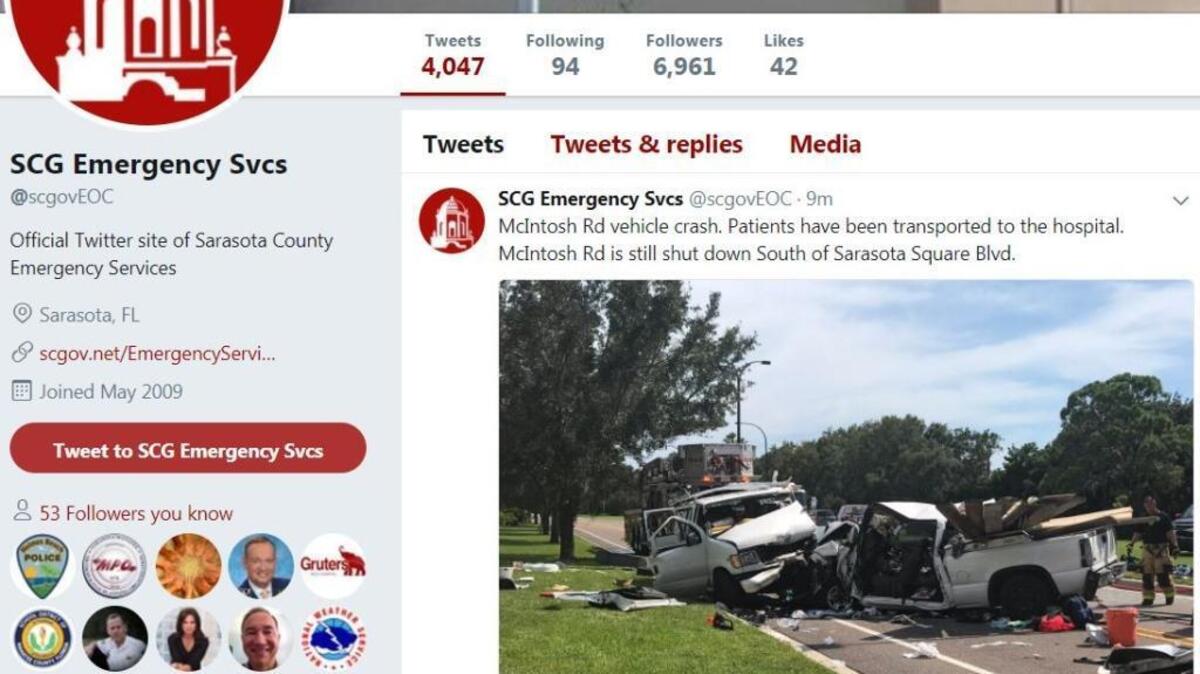 Four people were taken to the hospital after a crash on McIntosh Road in Sarasota County on Thursday afternoon. The crash shut down the road south of Sarasota Square Boulevard.