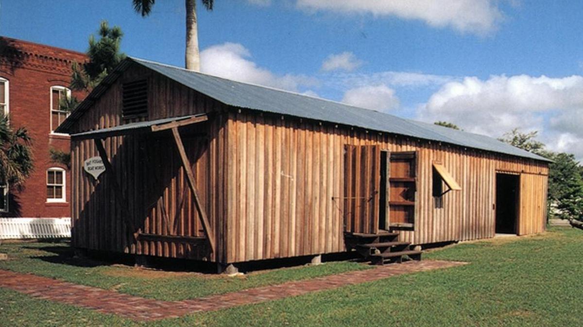 Fogarty Boat Works at the Manatee Village Historical Park in Bradenton. Color postcard from 1993-2005.