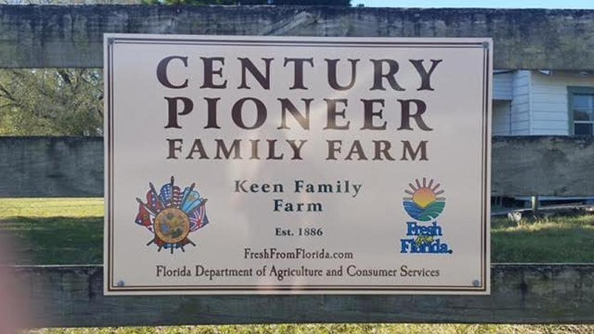 The Century Pioneer Family Farm sign on the Keen/Glassburn property in Duette. The deed was signed in 1882.