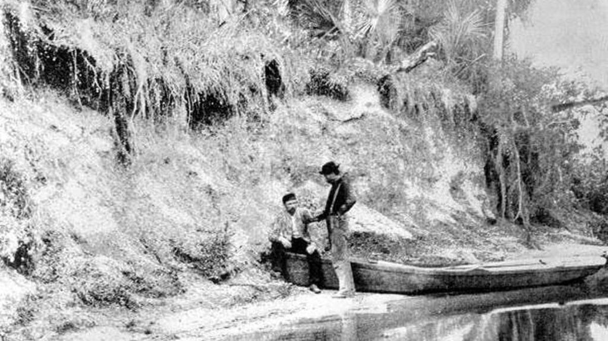 Shell mound on riverbank