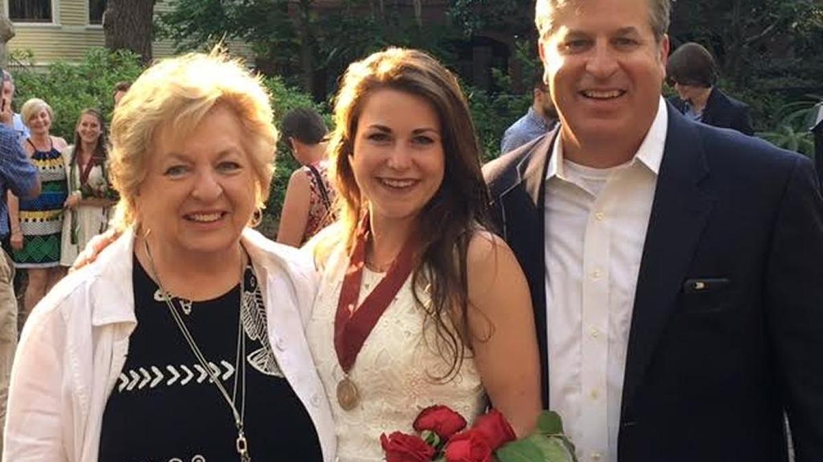 Brit Brown, center, with her grandmother June Brown and father, Randy Brown