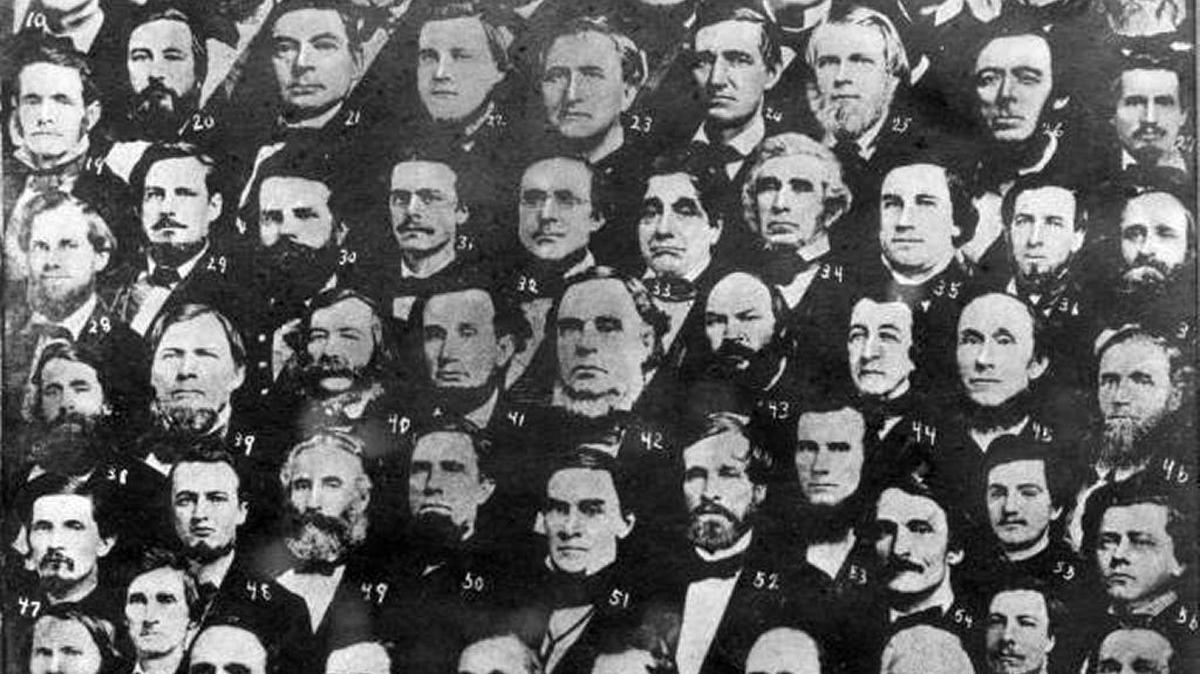 Members of the 1861 Secession Convention in Tallahassee. Ezekiel Glazier (46) represented Manatee County. John C. Pelot (26) and James G. Cooper (40) represented Alachua and Nassau Counties respectively, but eventually settled in Manatee County and are buried with Glazier in the 1850 Manatee Burying Grounds.