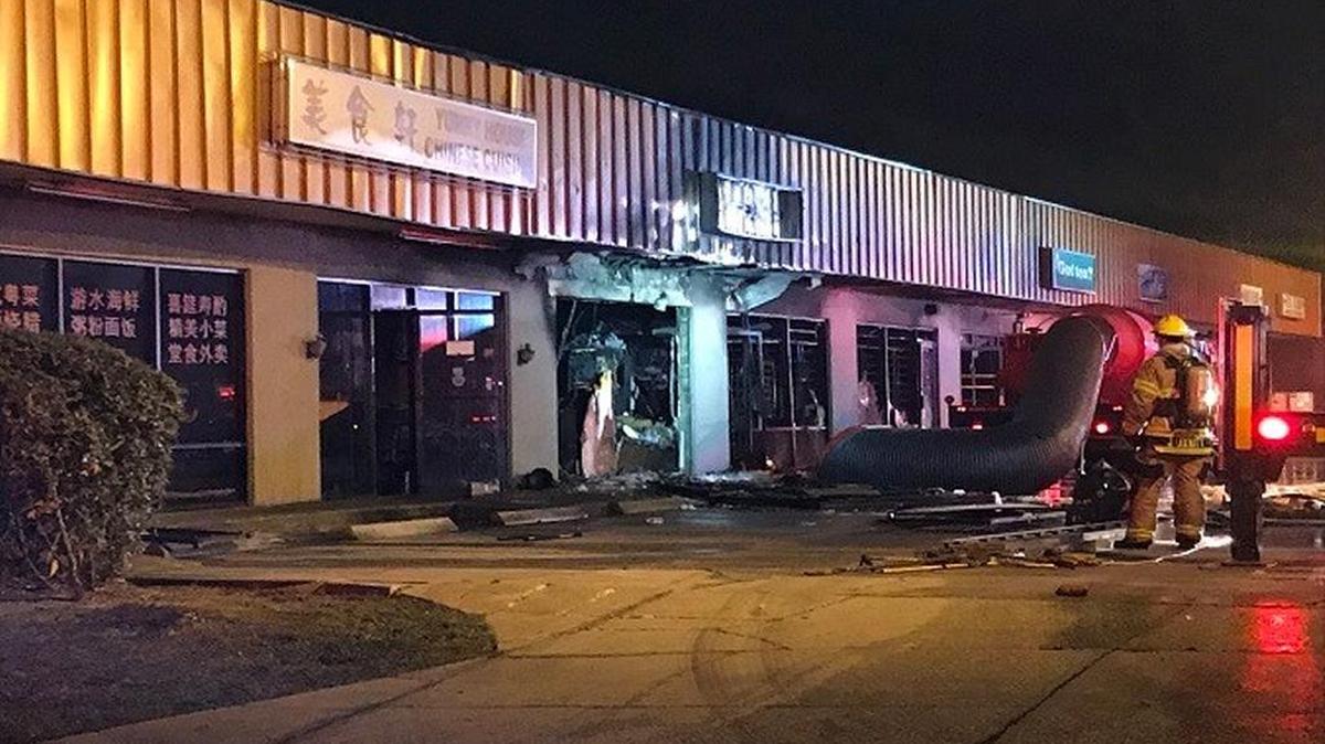 Tampa firefighters responded to a fire at a strip mall early Saturday morning.