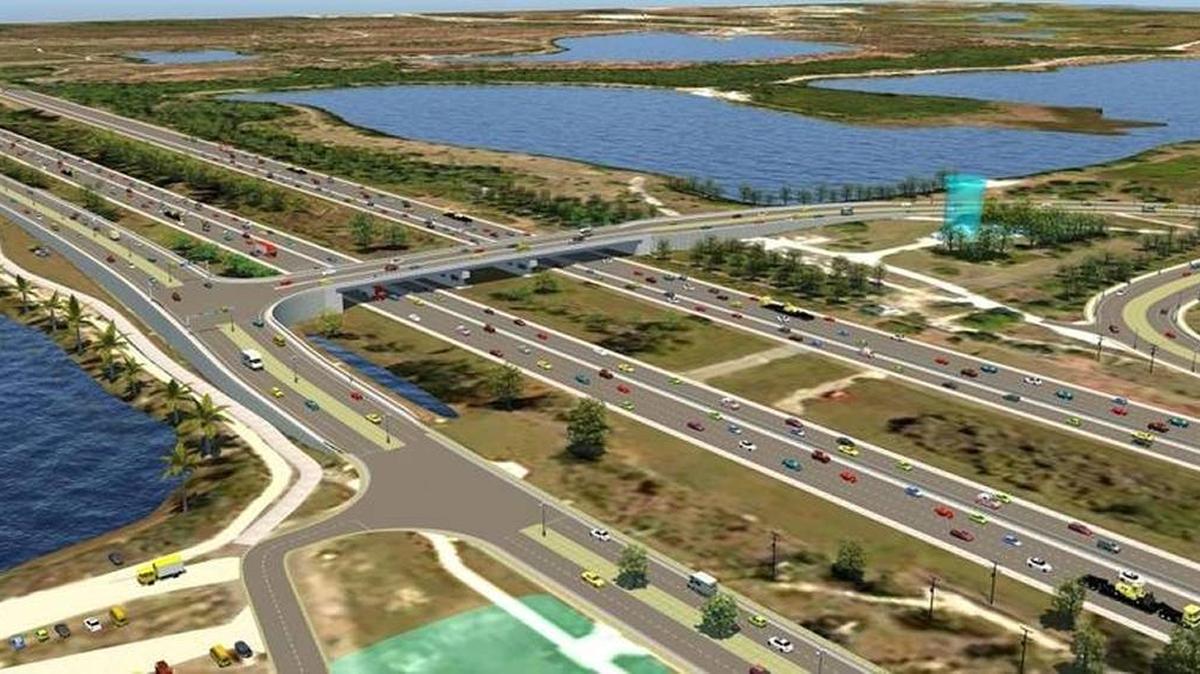 A perspective looking northeast of the proposed Interstate 75 overpass.