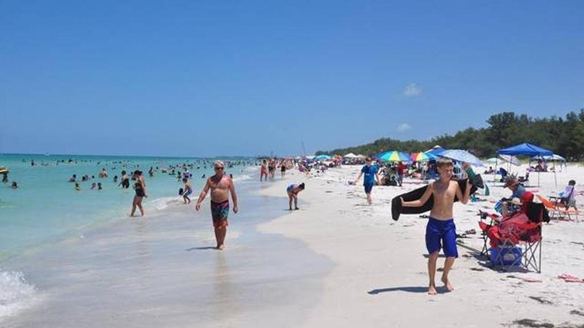 Families line Coquina Beach last summer