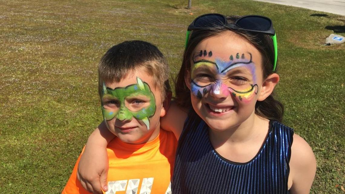 Kason Langston, 5, and his 6-year-old sister Layla had their faces painted. They attended the festival with their parents, Olivia and Sean Langston.