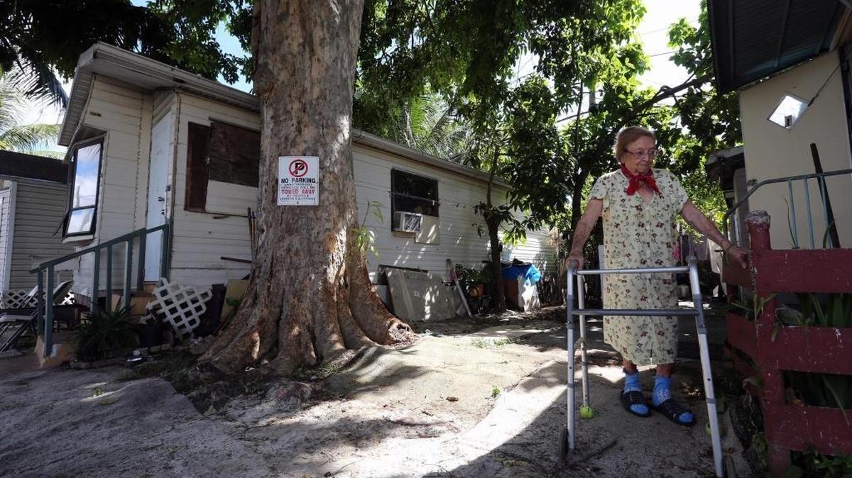 Maria Almendares 96, lives at the Little River Mobile Home Park, where residents are supposed to evacuate from Hurricane Irma.