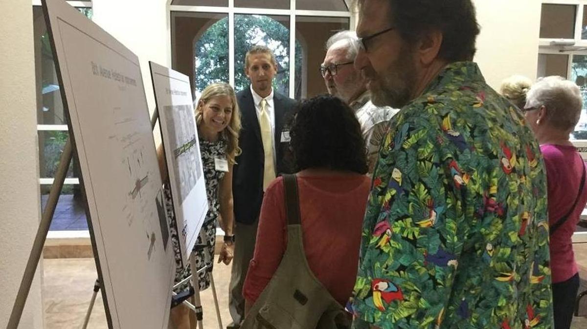 Residents attend a July 14 public meeting with the Florida Department of Transportation on a proposed pedestrian safety project in downtown Bradenton. City officials approved a joint partnership agreement with FDOT on Wednesday.
