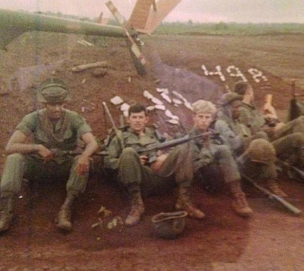 Tony Morton and other members of the 7th Squadron of the 17th Air Cavalry take a break between patrols.