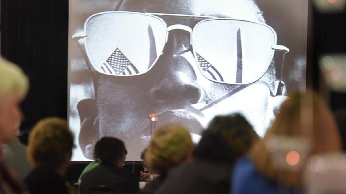 A visual montage is played at the 24th annual MLK Banquet at the Palmetto Youth Center. Honorees for the night included Judge Doug Henderson, The Edgar Price Award, Peggy Isom, The Small Business Award (R L Tucker Restaurant), Doretha Pratt, The Louise Rogers Johnson Award, Chief Scott Tyler, The Government Award.