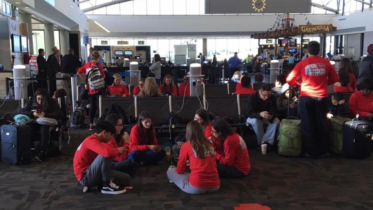 An image posted to the Manatee High Marching ’Canes Facebook page on Tuesday was captioned: “Just about to board — we are super-excited!! — feeling delighted at Tampa International American Airlines.” That was before a delayed flight caused worry that the group wouldn’t make it to Italy in time for a performance Friday. But the entire band had arrived in Rome by Thursday.