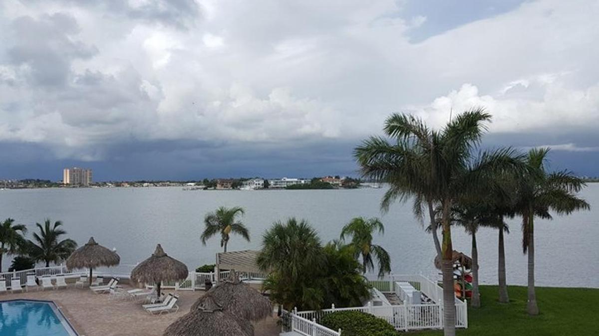 Storm clouds threaten over the Isla del Sol area of St. Petersburg